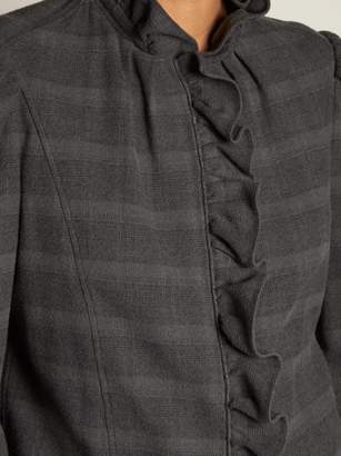Etoile Isabel Marant Dules Ruffled Cotton Twill Shirt - Womens - Grey