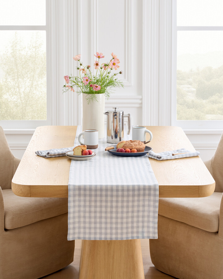European Linen Gingham Table Runner