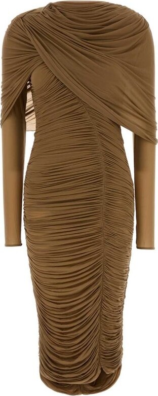 Magda Butrym Draped High-Neck Midi Dress