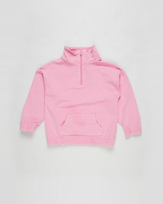 Cotton On Girl's Pink Sweats - Angelica Half Zip Jumper - Kids - Size 8 YRS at The Iconic