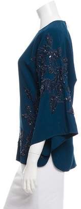 Elie Saab Sequin-Embellished Embroidered Top w/ Tags