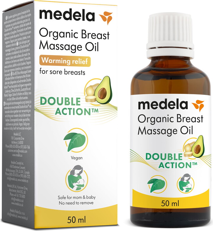 Medela Organic Breast Massage Oil, Vegan, All Natural, Fragrance Free