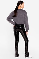Thumbnail for your product : Nasty Gal Womens Make It to the Vinyl High-Waisted Slit trousers - Black - 8