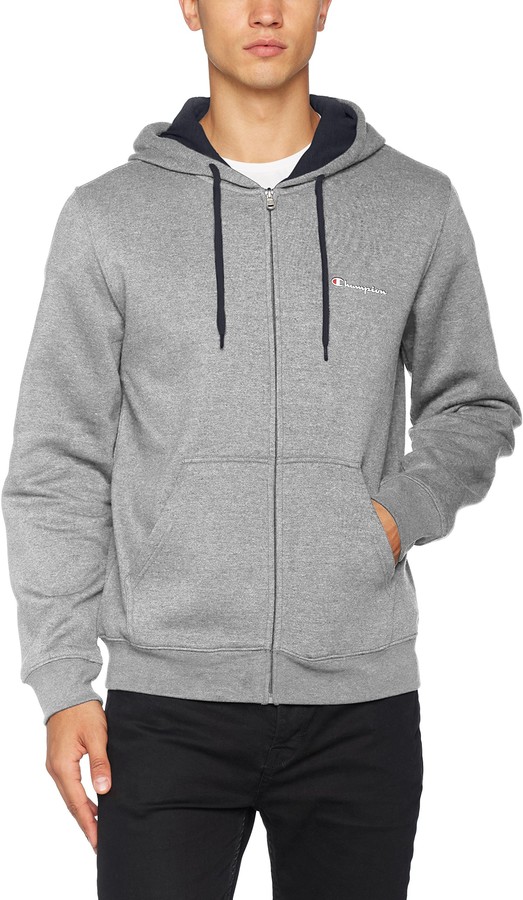 Champion Man - Classic Small Logo Hooded Full Zip Sweatshirt - Grey S -  ShopStyle Jumpers & Hoodies