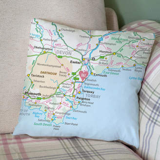The Drifting Bear Co Personalised 'Special Location' Map Cushion