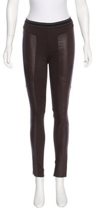 Burning Torch Leather-Accented Mid-Rise Leggings