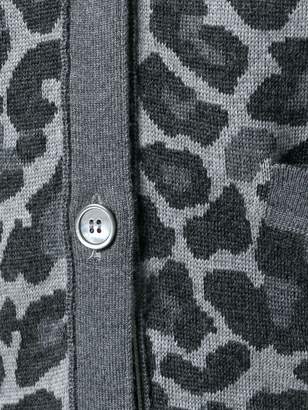 Thom Browne Leopard Wool Jacquard V-Neck Cardigan