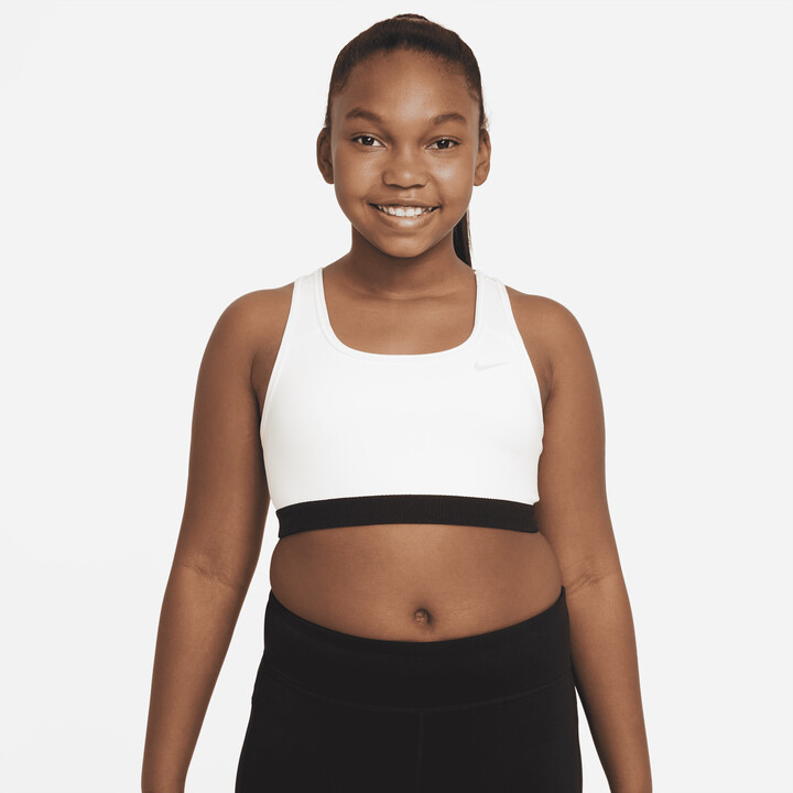 Nike Swoosh Big Kids' (Girls') Sports Bra (Extended Size) in White
