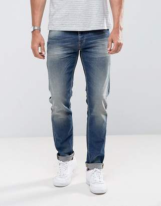 Benetton Slim Fit Jean In Mid Wash Blue With Stretch