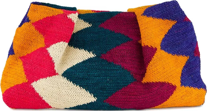 Sensi Sisal diamond-patterned clutch bag