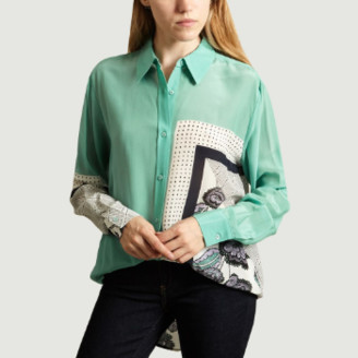Essentiel Antwerp Green Silk Patchwork Shirt - silk | green | 40 - Green/Green