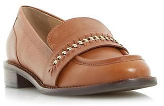 Dune Ladies GERARD Stitch Detail Curb Chain Saddle Loafer Shoe Dark Tan 8