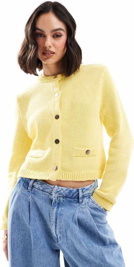 Crew Neck Cardigan Asos Brushed Cardigan ASOS DESIGN Knitted Crew