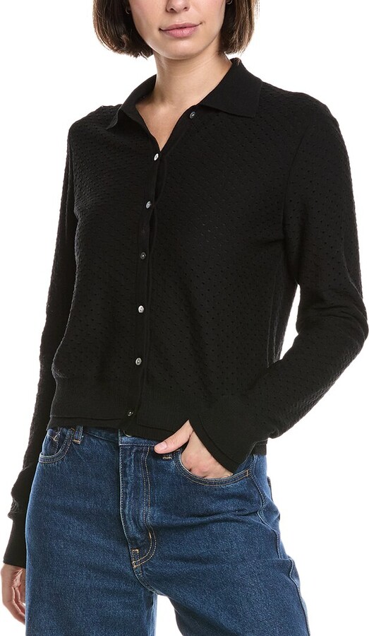 Vince Double Layer Mesh Cardigan