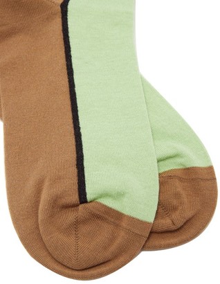 Ganni Bi-colour Cotton-blend Socks - Green Multi