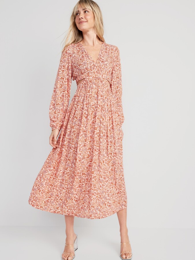 Old Navy Waist-Defined Crepe Side-Cutout Maxi Dress for Women - ShopStyle