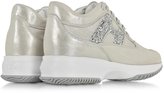 Thumbnail for your product : Hogan Silver Suede & Glitter Wedge Sneaker