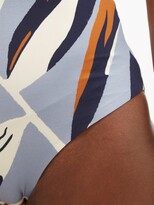 Thumbnail for your product : CALA DE LA CRUZ Alison Strapless Foliage-print Swimsuit - Blue Multi