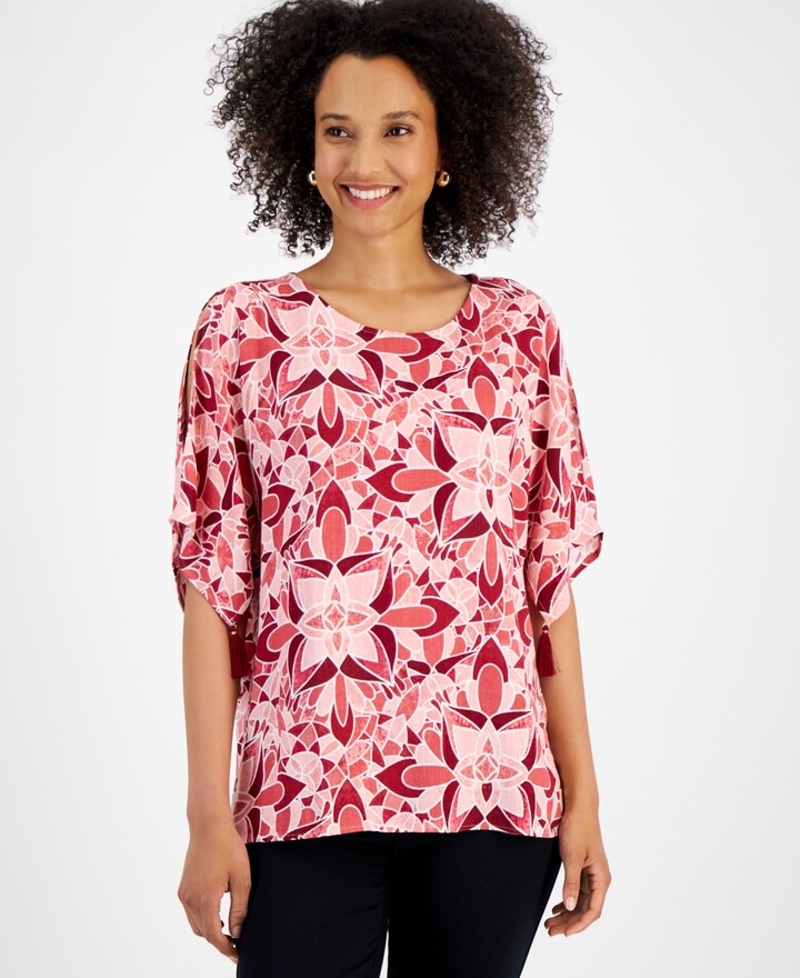 macys ladies red tops