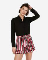 Thumbnail for your product : Express High Waisted Stripe Ruffle Hem Shorts