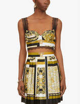 Thumbnail for your product : Versace Baroque-print underwired silk bralette