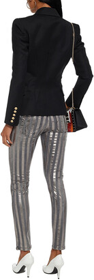 Pierre Balmain Metallic striped low-rise skinny jeans