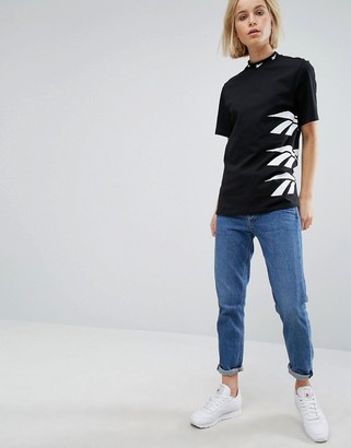 Reebok Classics Oversized High Neck T-Shirt With Vector Print In Black