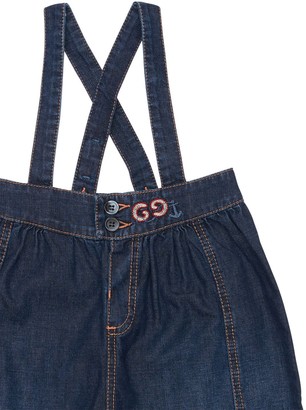 Gucci Cotton Denim Pants W/ Suspenders
