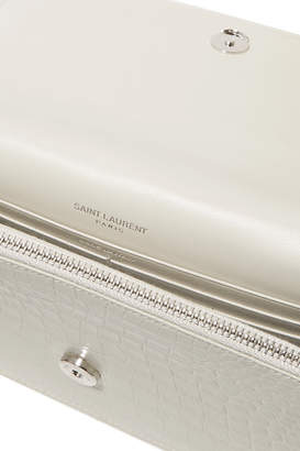 Saint Laurent Kate Small Croc-effect Leather Shoulder Bag - Ivory