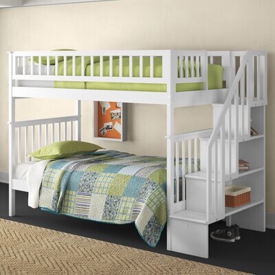 Twin Solid Wood Standard Bunk Bed, Shyann Twin Over Full Bunk Bed With Trundle