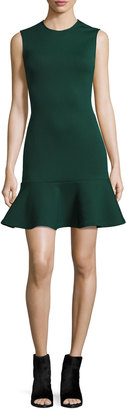 McQ Sleeveless Ponte Flounce Dress, Evergreen