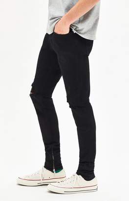 PacSun Ripped Zip Black Stacked Skinny Jeans