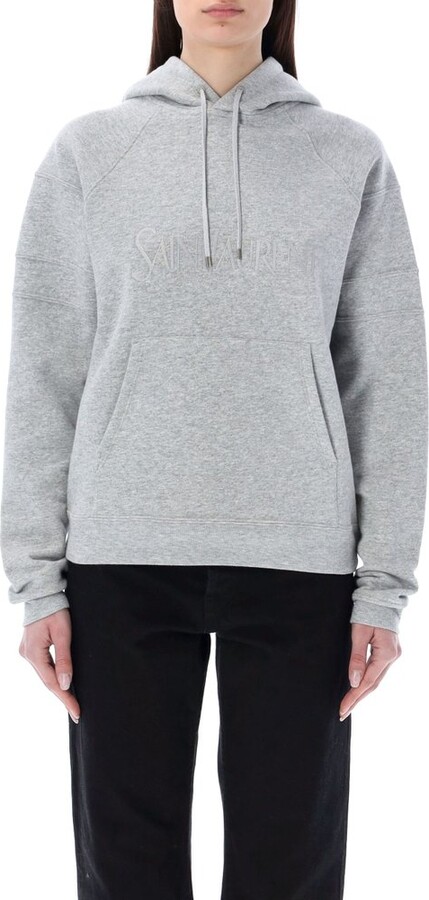 Saint Laurent Logo Embroidered Drawstring Hoodie