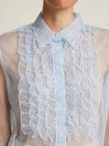 Thumbnail for your product : ALEXACHUNG Ruffle Front Tulle Blouse - Womens - Light Blue