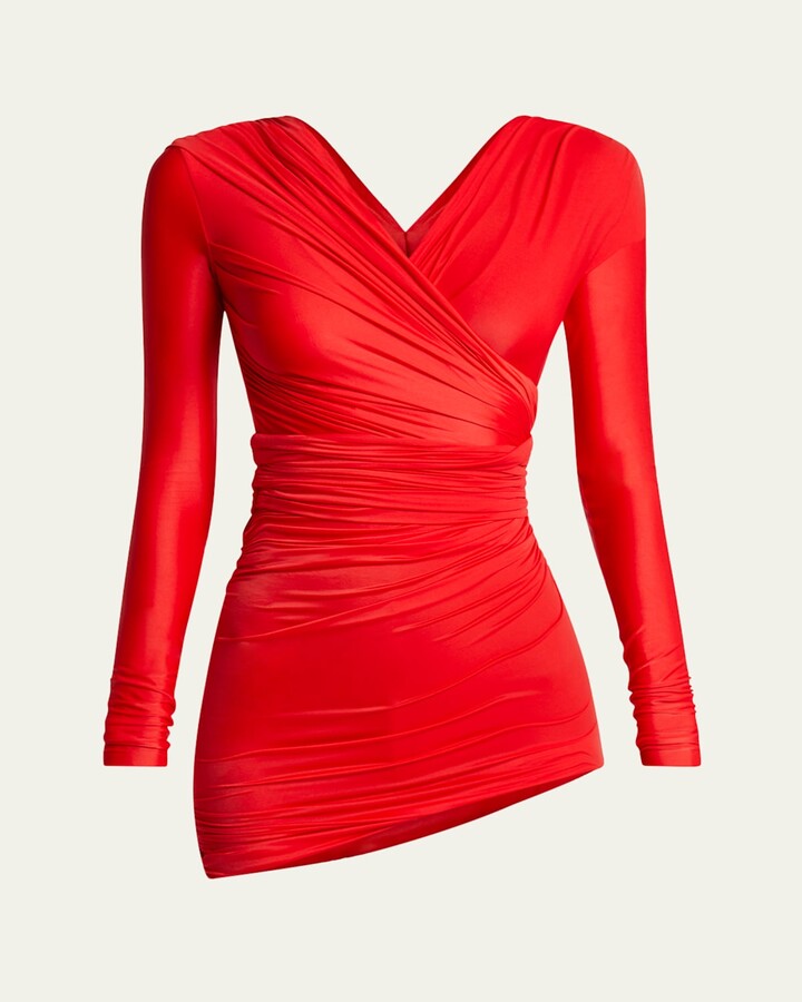 Balenciaga Draped Body-Con Asymmetric Mini Dress