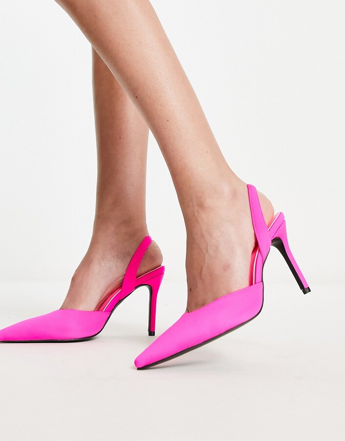 Flytte pyramide Behandling Glamorous slingback heeled shoes in pink - ShopStyle Pumps