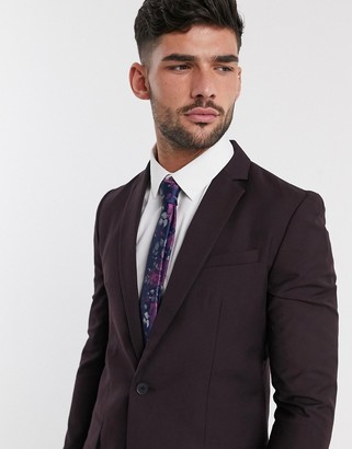 New Look skinny suit jacket in plum