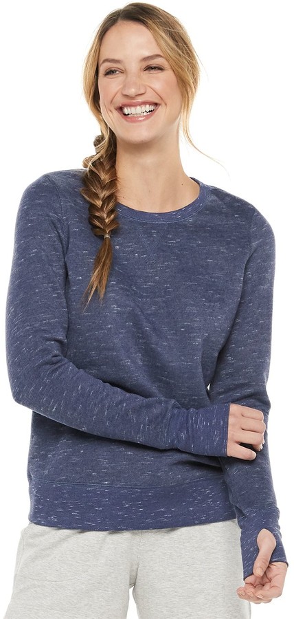 Size Medium Gray NWT Women's Tek Gear Fleece Crewneck Sweatshirts Navy 