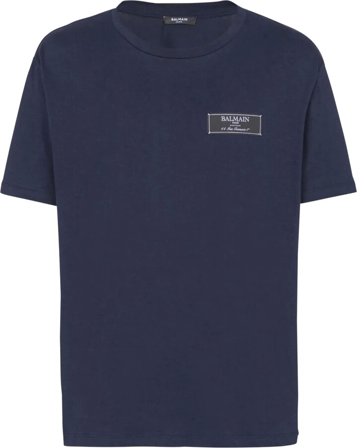 Balmain logo-tag cotton T-shirt ShopStyle