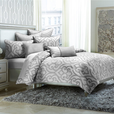 Michael Amini Canterbury Comforter Set - Silver
