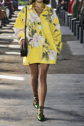 Valentino Floral-print Cotton And Silk-blend Jacket - Yellow