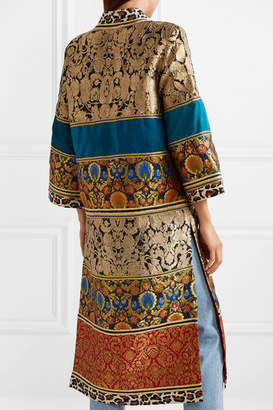 Alice + Olivia Alice Olivia - Lynn Leopard-print Cotton-trimmed Jacquard Kimono - Gold