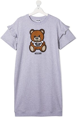 MOSCHINO BAMBINO embroidered-teddy T-shirt dress