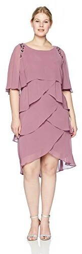 sl fashions beaded tiered capelet dress