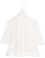 Thumbnail for your product : Zimmermann Jasper Cold-shoulder Tiered Polka-dot Cotton Mini Dress - White