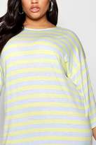Thumbnail for your product : boohoo Plus Kimono Sleeve Stripe T Shirt Dress