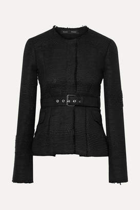 Proenza Schouler Belted Frayed Tweed Jacket - Black