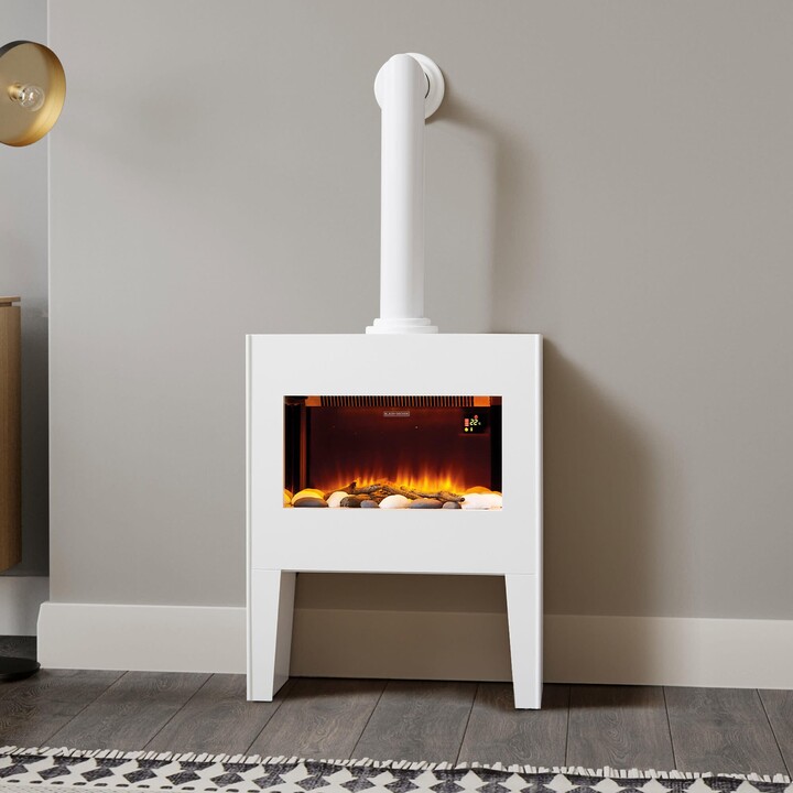 Fire Suite White Electric Stove Fire Dunelm Black Decker Log