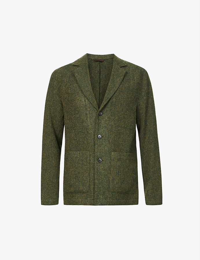 OSCAR JACOBSON Hector relaxed wool-cotton blend blazer - ShopStyle