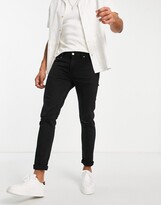 Thumbnail for your product : ASOS DESIGN skinny jeans in black with knee rips